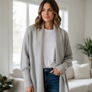 Rachel Parcell Cream Open Front Shawl Collar Cardigan Size XS Oversized